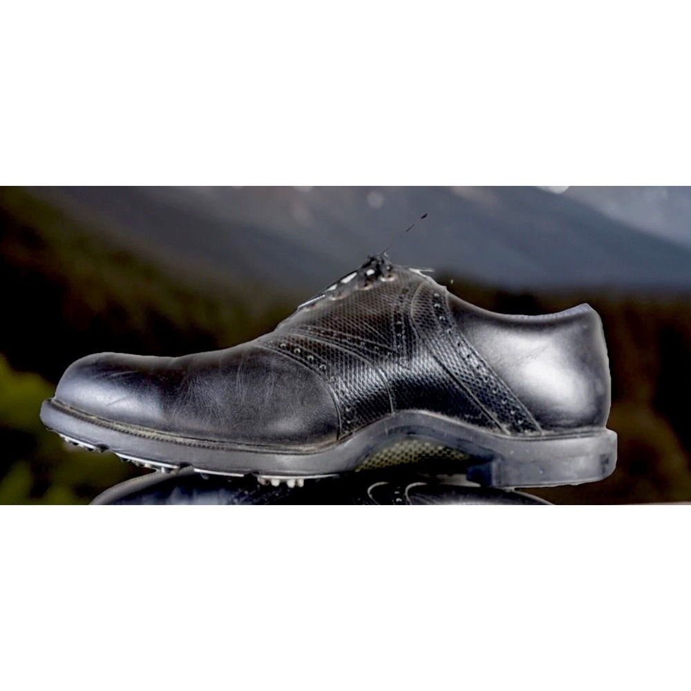 FootJoy Mens Black Dry I.C.E. Leather Lace Up Golf Oxford Shoes Size US 9 M